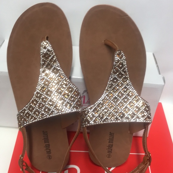 BNWT Sandals Olivia Miller size 9 Brown Stones - Picture 3 of 10
